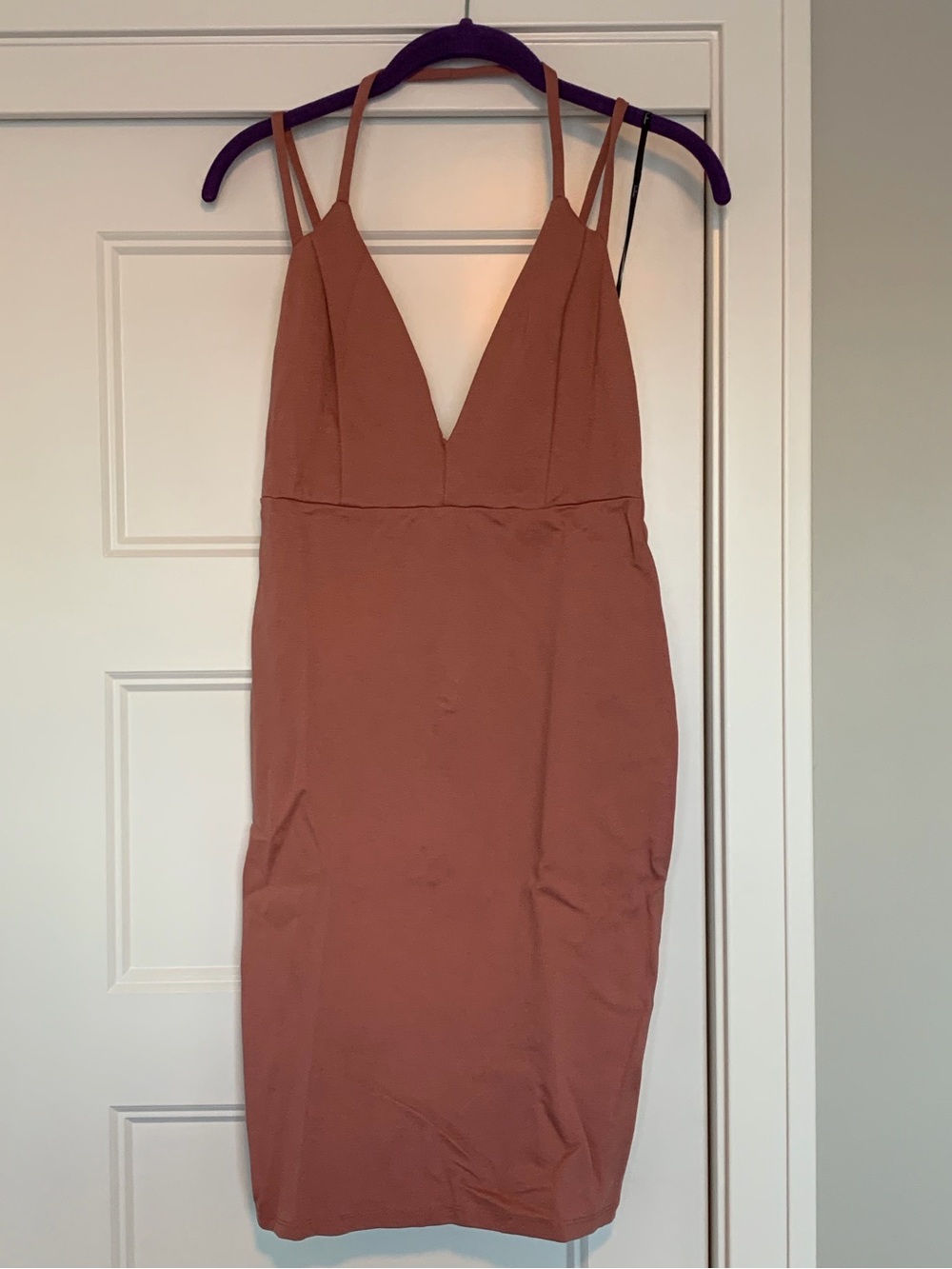 Lulu's Rose Mauve Double-Strap V-Neck Mini Dress